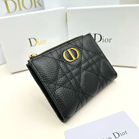 Dior Dior Caro Compact Zipped Wallet Black Wallet
