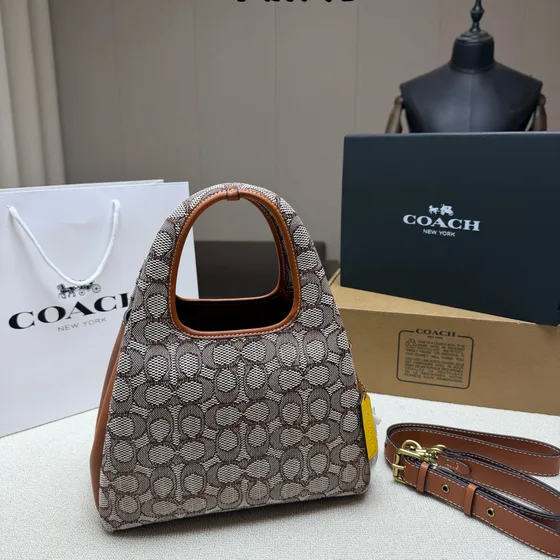 Coach Lana Brun Signature Jacquard Tophåndtak