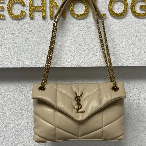 YSL Puffer Bej Omuz çantası