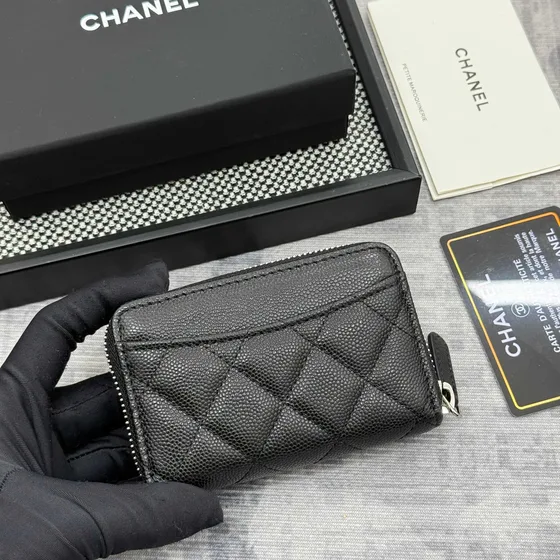 Chanel Classic Zipped Coin Purse Чёрный Card Holder