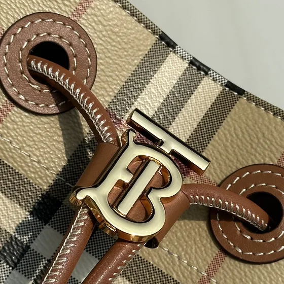 Burberry Check Drawstring Bag Beige/Marrone Crossbody