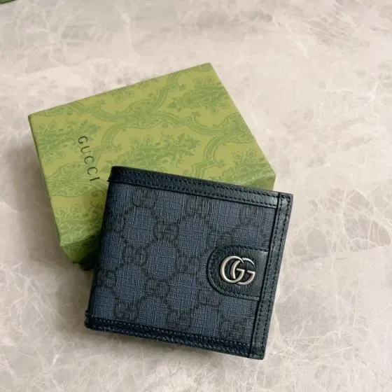 Gucci Ophidia Gg Bi-Fold Wallet Dark Blue Black Wallet