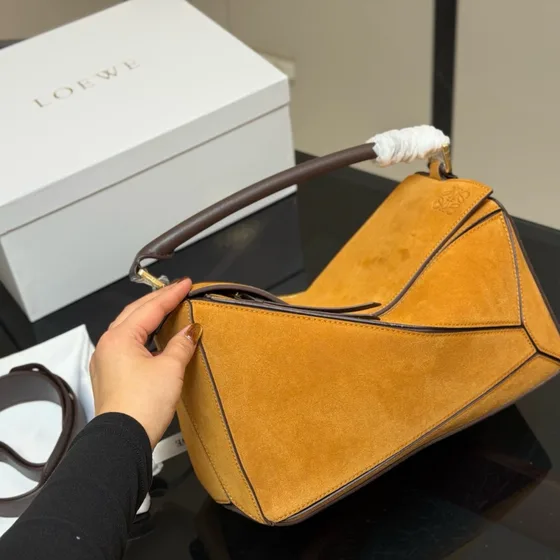 Loewe Puzzle Bag Warm Desert Daim/Marron Trim Anse supérieure