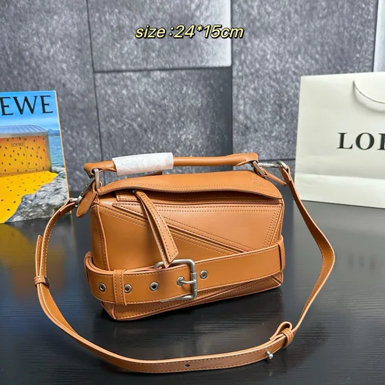 Loewe Puzzle Bag Coklat/Hitam/Tan 24*15cm Top Handle