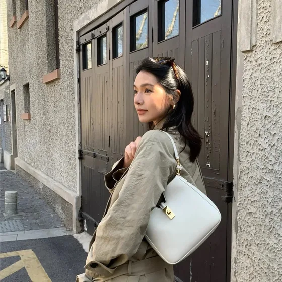 Celine Himma White Shoulder Bag