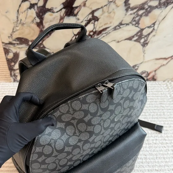 Coach West Backpack In Signature Canvas Charcoal Black Backpack