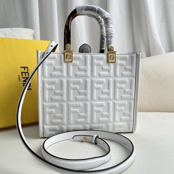 Fendi Sunshine Shopper Small Bianco Borsa tote
