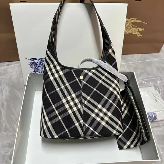 Burberry Check Large Shoulder Bag Black Shoulder Bag