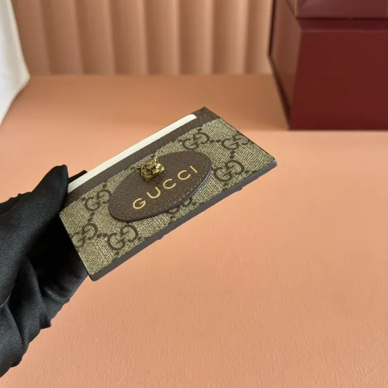 Gucci Neo Vintage Gg Supreme Card Holder Beige Ebony 10*7 cm Card Holder