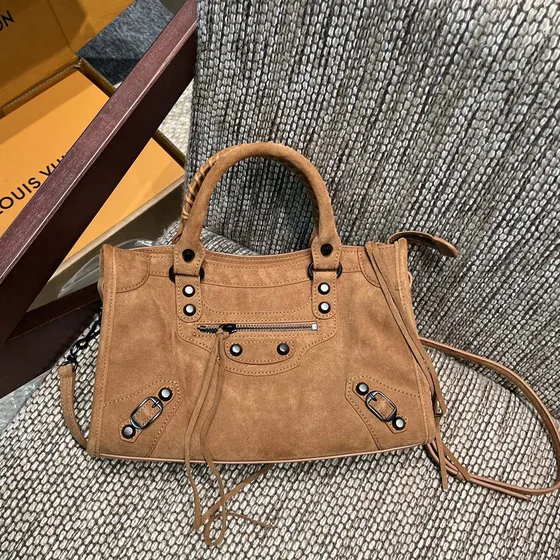 Balenciaga Le City Small Bag Camel Suede Top Handle