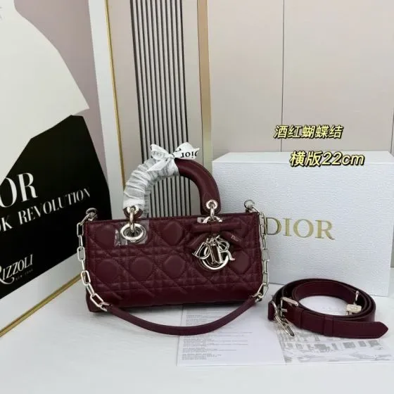 Dior Lady D-Joy Burgundy 22cm Top Handle