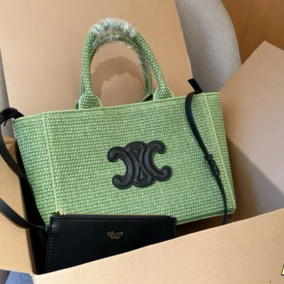 Celine Triomphe Light Green Tote Bag
