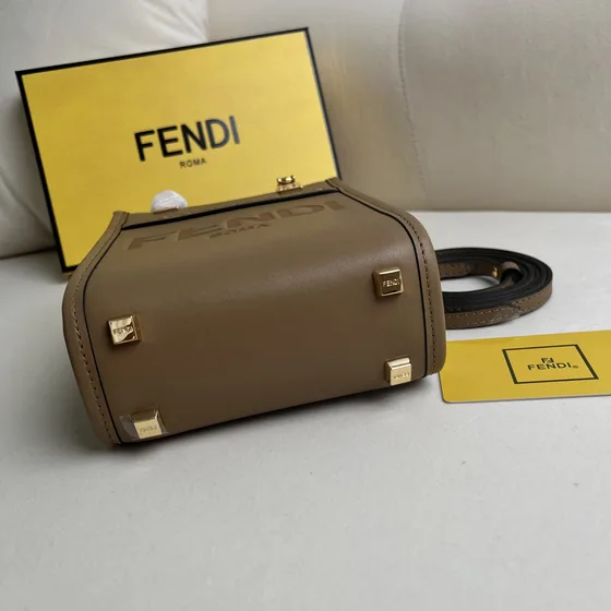 Fendi Fendi Roma Mini Sunshine Shopper Khaki Top Handle