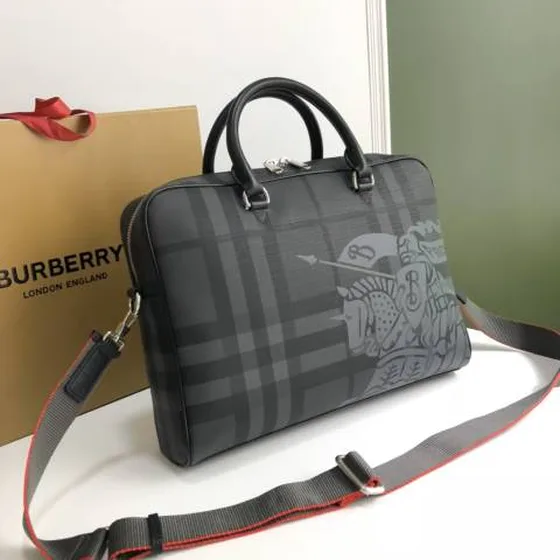Burberry Briefcase Charcoal check business