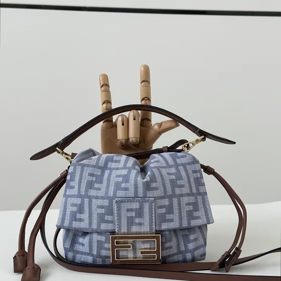 Fendi Mamma Baguette Light Blue Shoulder Bag