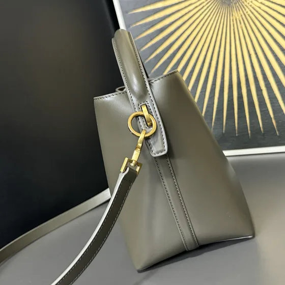 YSL Le 37 Mini Kova çanta Grayish Yeşil Üst sap
