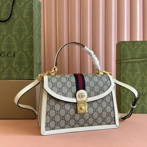 Gucci Ophidia Gg Small Top Handle Bag Beige/Putih Top Handle