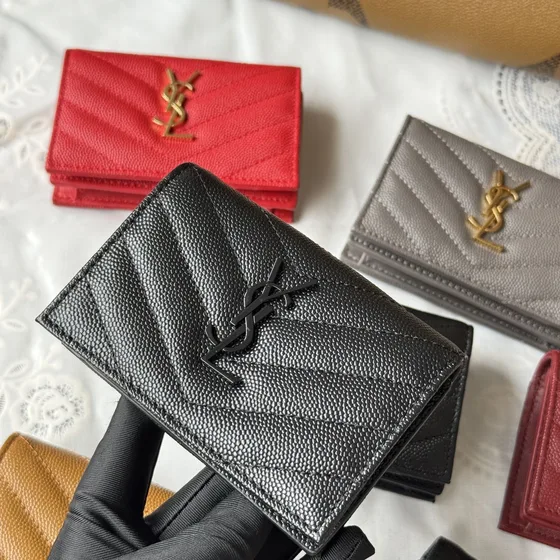 YSL Cassandre Matelassé Card Holder Preto Card Holder