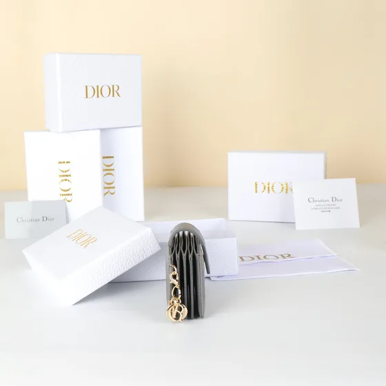 Dior Lady Dior 5-Gusset Card Holder Gray Card Holder