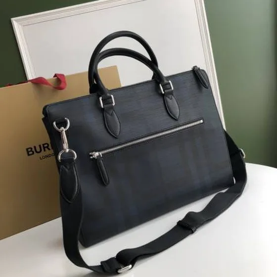 Burberry Briefcase Dark أزرق Check business