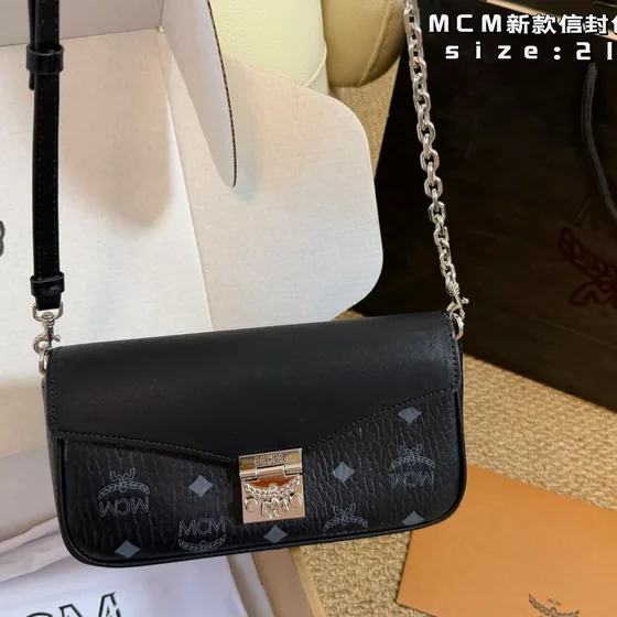 MCM Tracy Crossbody In Visetos Preto 21×12 Crossbody