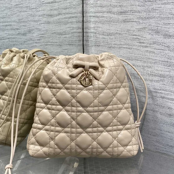 Dior Lady Dior Drawstring Bag Beige Shoulder Bag