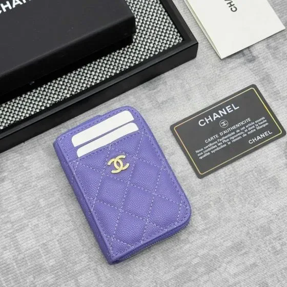 Chanel Zip Card Holder Purple Card Holder
