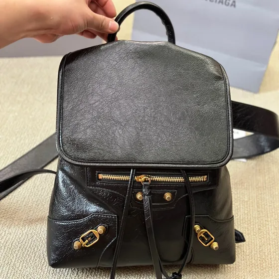 Balenciaga Metallic Edge City Backpack Black Backpack