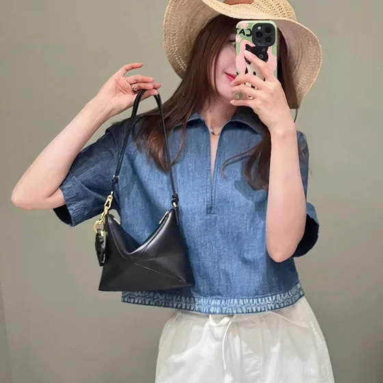 Loewe Puzzle Fold Pouch สีดำ Crossbody