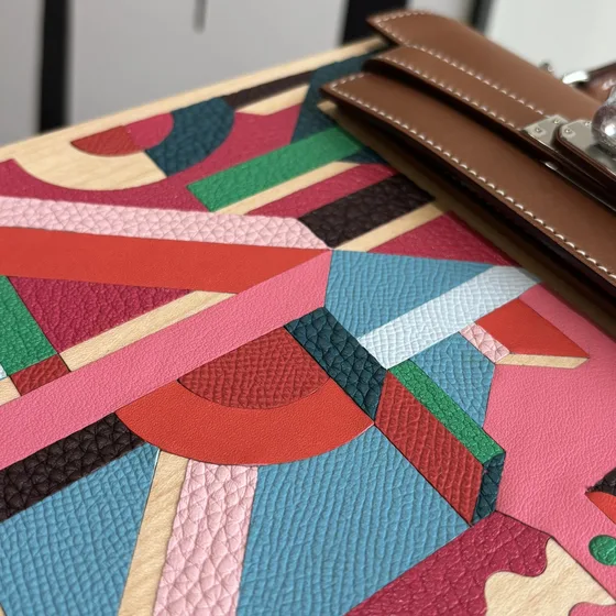 Hermes Kelly Wood Meerkleurig Bovenhandgreep