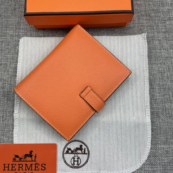 Hermes Bearn Compact Wallet Orange Wallet