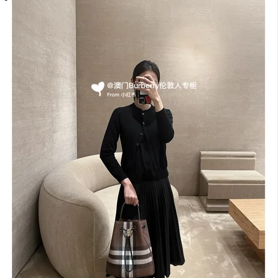 Burberry Check Small Bucket Bag Brown Birch Brown Check 16 x 26 x 26 cm Crossbody Shoulder Bag Top Handle