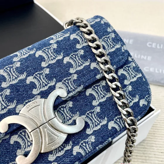 Celine Triomphe Denim Blå Skuldertaske