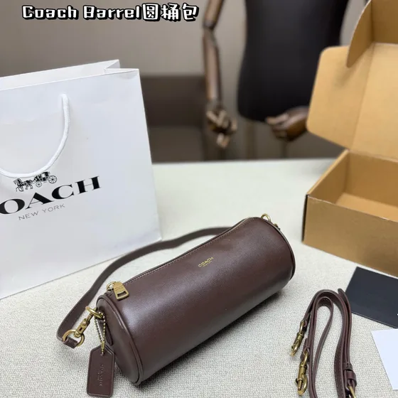 Coach Barrel Bag Dark Brown Crossbody