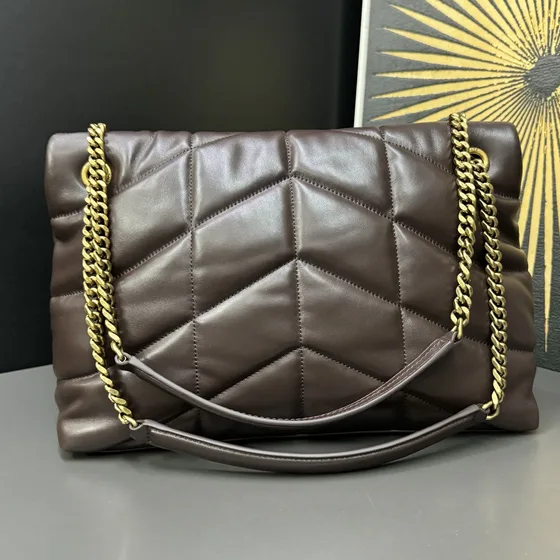 YSL Loulou Puffer Coffee สีน้ำตาล 35cm Shoulder Bag
