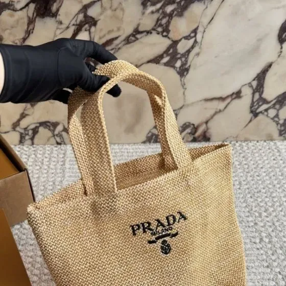 Prada Raffia Tote Bag Natural Beige Tote Bag