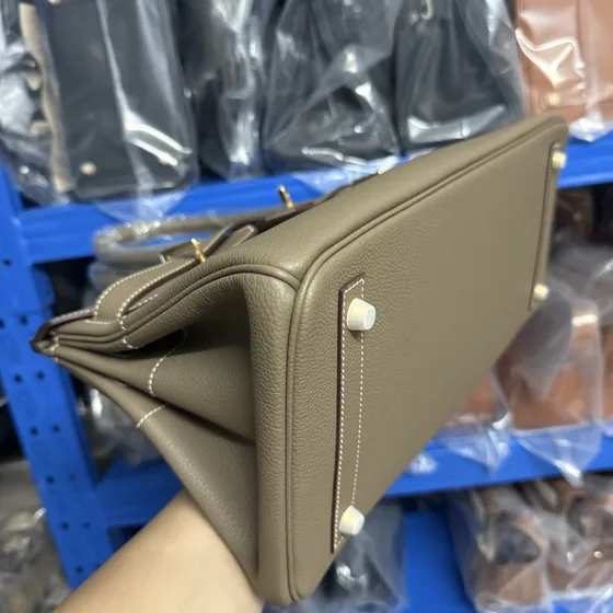 Hermes Shoulder Birkin Etoupe Bovenhandgreep