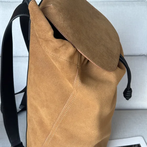Loewe Daim Flap Drawstring Sac à dos Marron Sac à dos