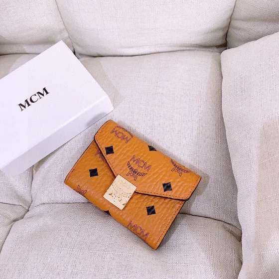 MCM Patricia Visetos Trifold Portemonnee Cognac Portemonnee