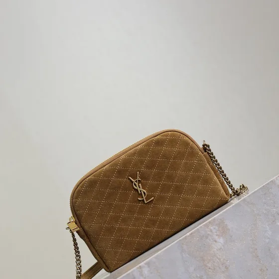 YSL Gaby Zipped Pouch สีน้ำตาล Crossbody