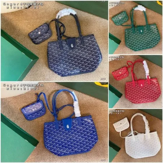 Goyard Anjou Mini Tote Black Green Red Blue White 21 21cm Tote Bag