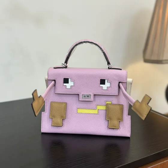 Hermes Kelly Doll Picto Rosa Alça superior