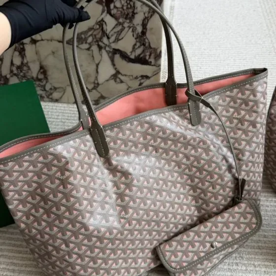 Goyard Saint Louis Grey Pink Tote Bag