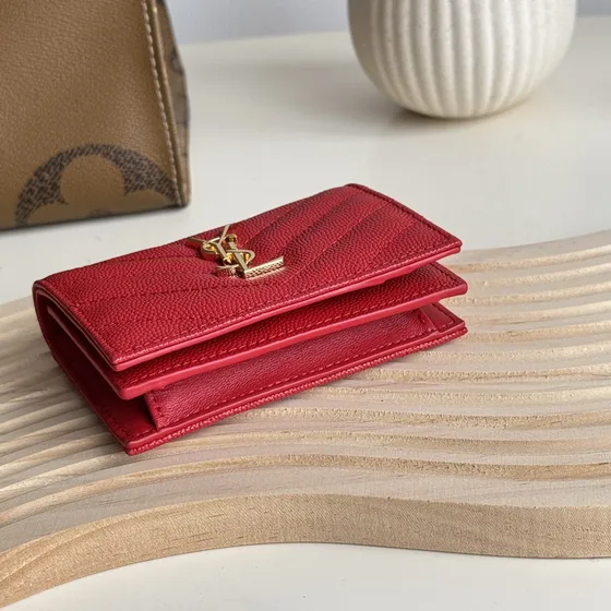 YSL Cassandre Matelassé Card Case Merah Card Holder