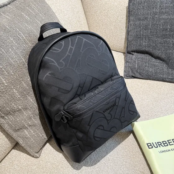 Burberry Monogram Nylon Backpack Black Backpack
