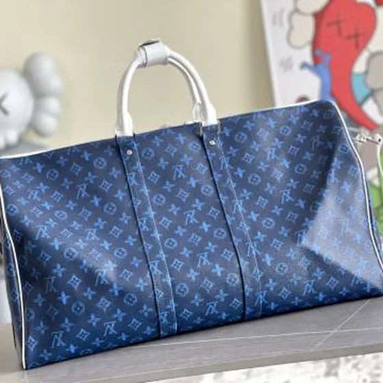 Louis Vuitton Keepall Bandouli re 55 Blå Monogram 55 31 26cm travel