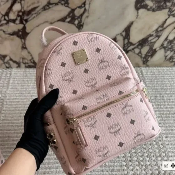 MCM Stark Side Studs Backpack Light Pink Backpack