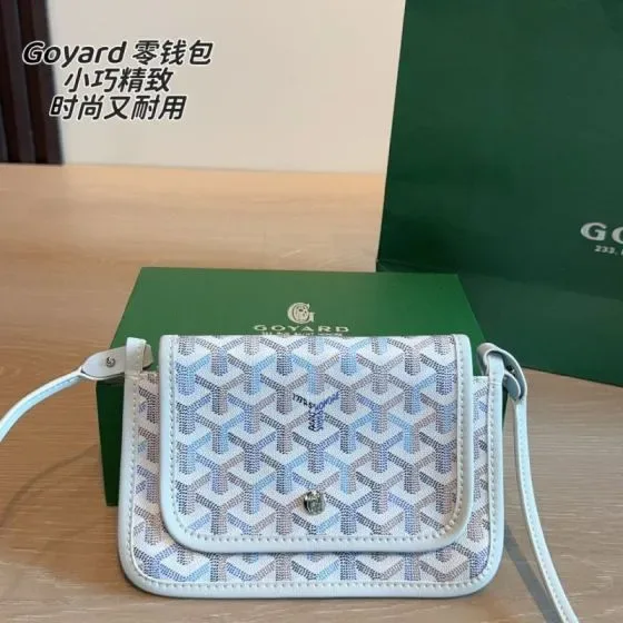 Goyard Saint Louis Pouch White With Blue Goyardine Pattern Pouch