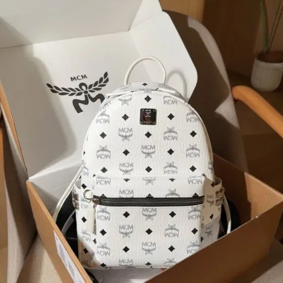 MCM Stark Backpack White Backpack
