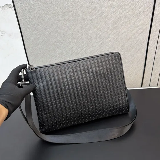 Bottega Veneta Intrecciato Document Case Black Clutch